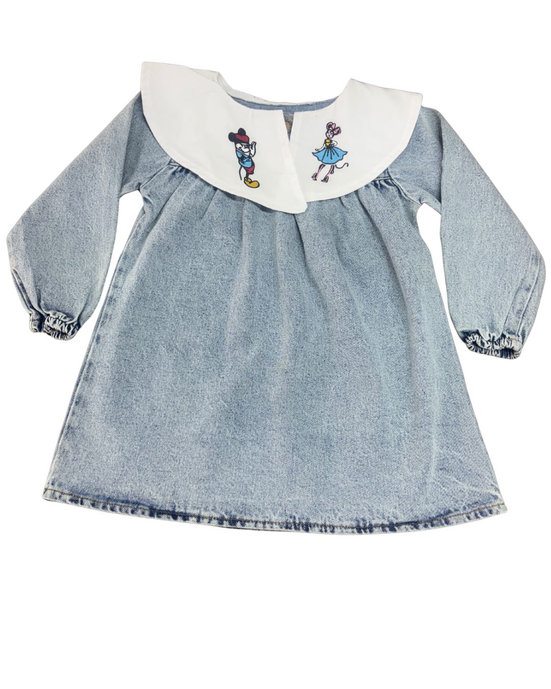 Vintage Yakalı Kız Çocuk Kot Elbise - Görsel 2