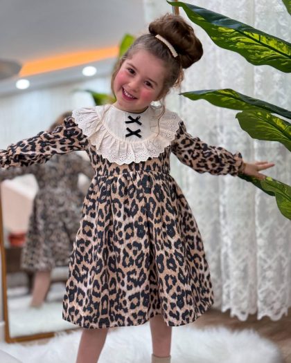 Kız Çocuk Leopar Elbise